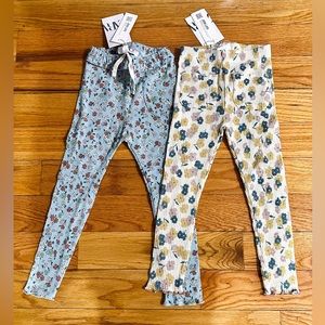 Zara ribbed floral leggings bundle size 4-5Y NWT